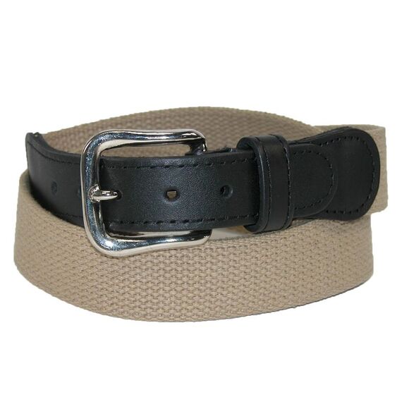 Boston Leather Men's Big & Tall Cotton Web Belt with Leather Tabs - Picture 1 of 2